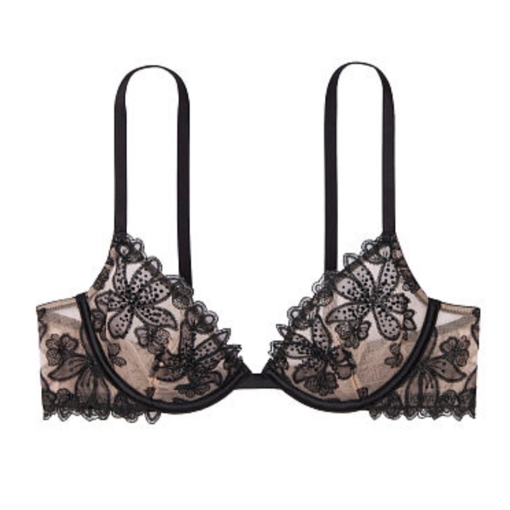 Unlined Embroidered & Embellished Demi Bra